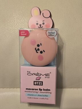 BT21 The Crème Shop Pink Macaron Lip Balm- White Peach